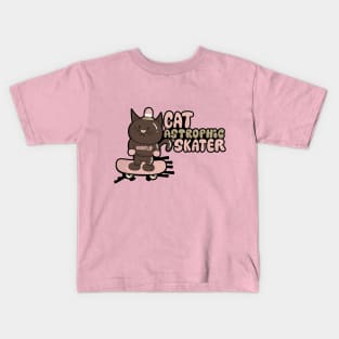 Cat-astrophic Skater - Adorable Feline on a Skateboard Kids T-Shirt